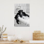 Poster Ensemble d'impression de bain moussant de singe dr (Cuisine)