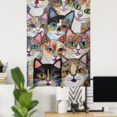 Poster Ensemble Kaleidoscopique Feline (Bureau à domicile)