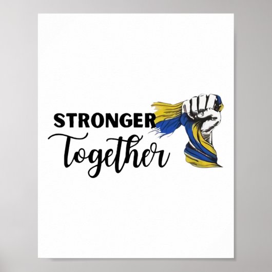 Poster Ensemble plus forts Je suis avec l'Ukraine Drapeau (Devant)
