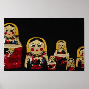 Poster Ensemble russe de poupée, peinture en bois russe