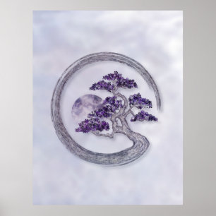 Poster Enso Zen Cercle Améthyste Bonsai Arbre