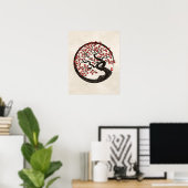 Poster Enso Zen Cercle Sakura arbre (Bureau à domicile)
