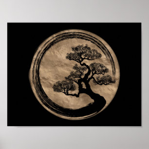 Poster Enso Zen Circle et Bonsai Tree Gold
