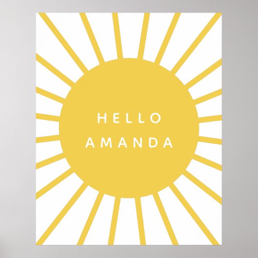 Poster Ensoleillement | Nom Hello Modern Scandi Mustard S (Devant)