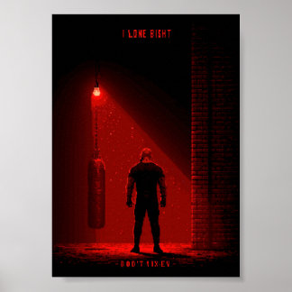 Poster 	 Entraînement de boxeur en Pixel Art