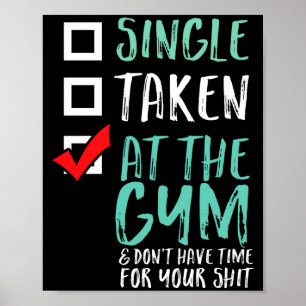 Poster Entraînement de fitness drôle célibataire pris au