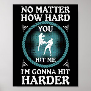 Poster Entraînement de gym Kickboxing Frapper plus fort