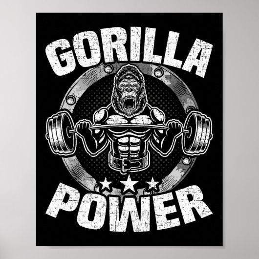 Poster Entraînement de musculation avec force de gorille (Devant)