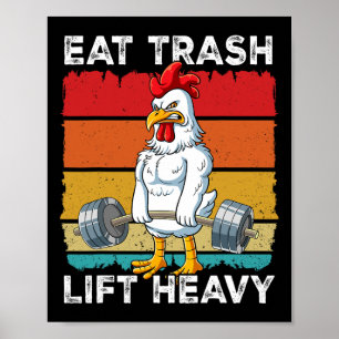 Poster Entraînement de poids de poulet Gym Eat Trash Lift