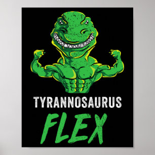 Poster Entraînement T Rex Drôle Gym Dinosaure Haltérophil