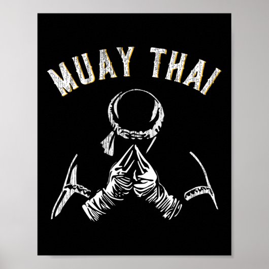 Poster Entraînement Vintage Muay Thai Mma Kickboxing (Devant)
