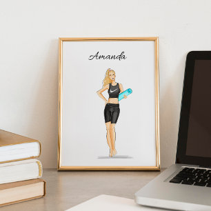 Poster entraînement, yoga, illustration de mode