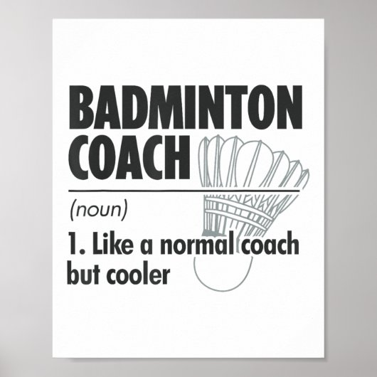 Poster Entraîneur de badminton Définition du nom Badminto (Devant)