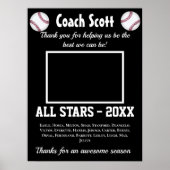 Poster Entraîneur de baseball cadeau avec photo d'équipe (Devant)