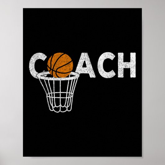 Poster Entraîneur de basket-ball vintage Retro (Devant)