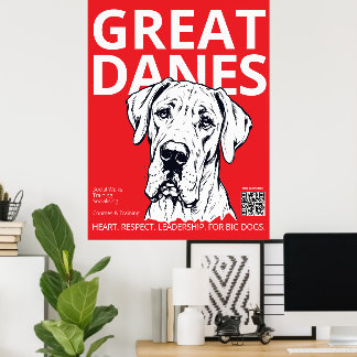 Poster Entraîneur de Dogue Allemand Noir Rouge Blanc