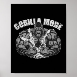 Poster Entraîneur de fitness singe gym mode gorille singe
