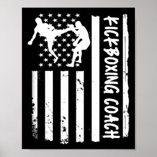 Poster Entraîneur de kickboxing Drapeau Usa Femmes Enfant