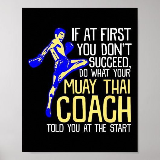 Poster Entraîneur de Muay Thai drôle Boxe Design (Devant)