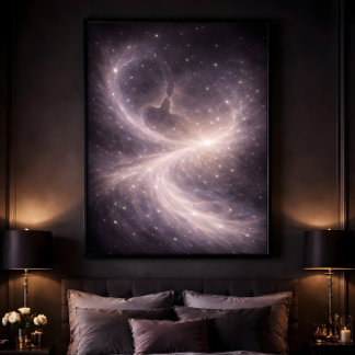 Poster Entre étoiles silencieuses – Amour céleste rêveur