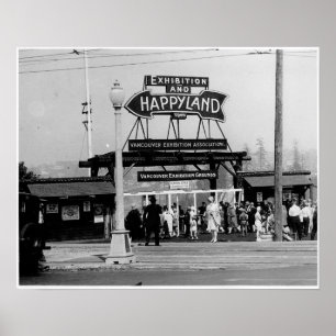 Poster Entrée de Happyland, Vancouver Exhibition, 1929