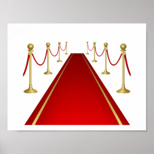 Poster Entrée sur tapis rouge avec barrières dorées
