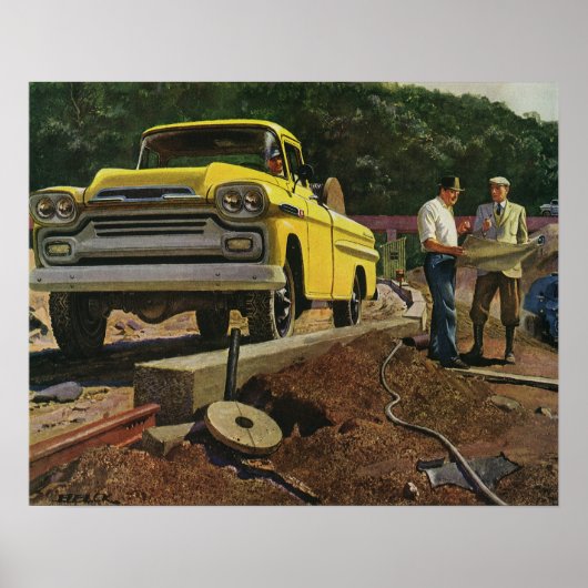 Poster Entrepreneur vintage en construction d'architectes (Devant)