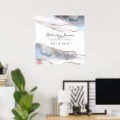 Poster Entreprise Gold Agate Blanche et Rose (Bureau à domicile)