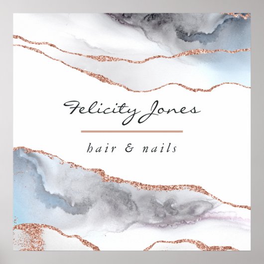 Poster Entreprise Gold Agate Blanche et Rose (Devant)