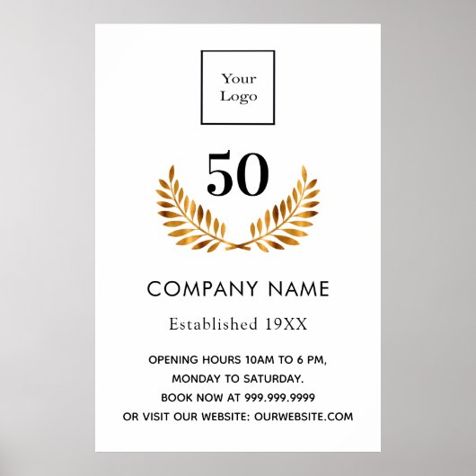 Poster Entreprise nom établi or blanc (Devant)