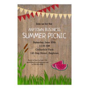 Poster Entreprise Summer Picnic Rustic Invitation