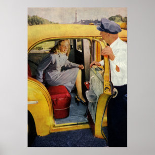 Poster Entreprise Vintage, Femme Passagère Conducteur de