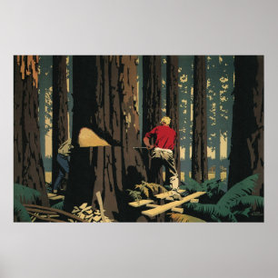 Poster Entreprise Vintage, Industrie du Bois Forêt de Séq
