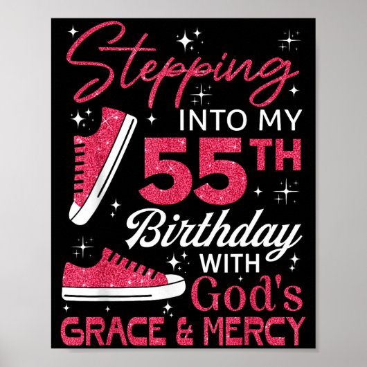 Poster Entrer dans mon 55e anniversaire avec la grâce de (Devant)