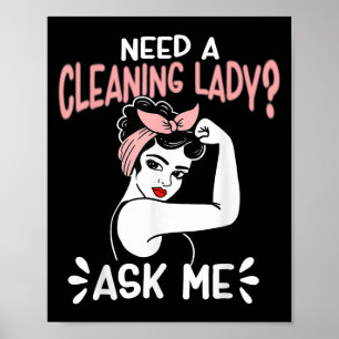 Poster Entretien Rétro Femme Besoin D'Une Dame De Nettoya