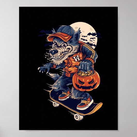 Poster entrewolf en halloweeen (Devant)