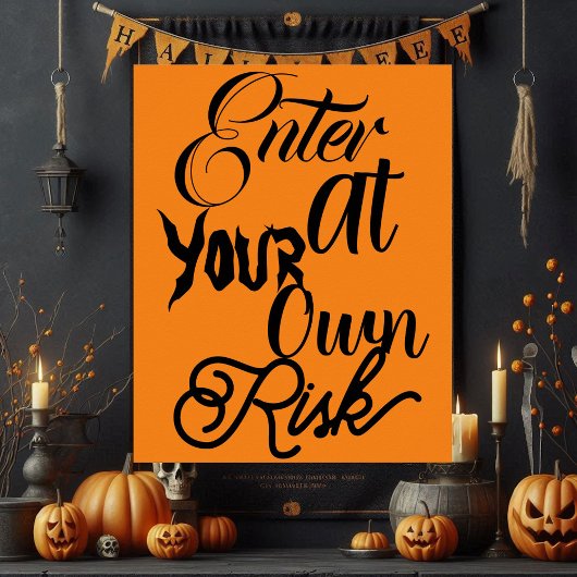 Poster Entrez À Vos Propres Risques Éffrayant Fun Hallowe