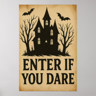 Poster Entrez si vous osez Halloween vintage