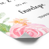 Poster Enveloppe d'adresse du Baby shower de pivoines ble (Coin)