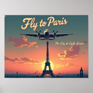 Poster Envolez-vous pour Paris – 40x30 cm Style Vintage