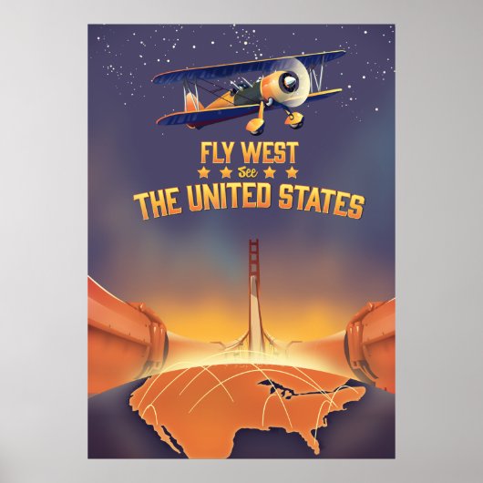 Poster Envolez-vous vers l'Ouest Découvrez les États-Unis (Devant)
