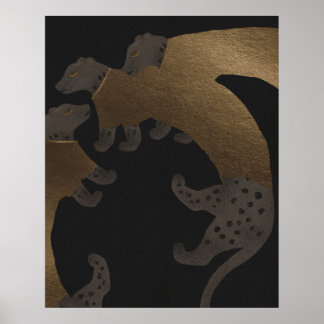 Poster Envoyé de la faune sauvage - léopards dorés de lux