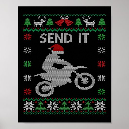 Poster Envoyer Idée Vélo Riding Père Noël Motocross Ugly  (Devant)