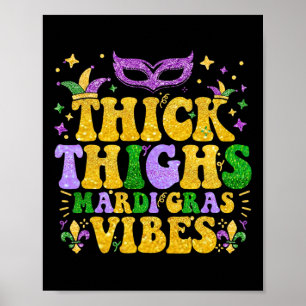 Poster Épais Cuisses Mardi Gras Vibes Fleur De Lis Mardi 