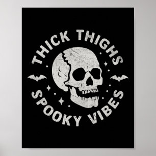 Poster Épais cuisses Vibes Éffrayantes Crâne Drôle Hallow