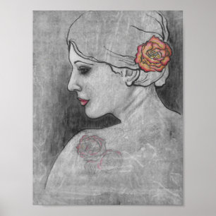 Poster "Épaule tatouée Rose" par CR Sinclair