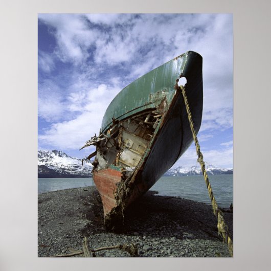 Poster Épave À Navire Sur Le Rivage (Devant)