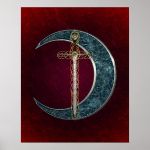 Poster Épée celtique et lune