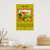 Poster Eph 2:8 Canari jaune et noir mockbird (Cuisine)