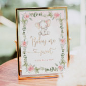 Poster Ephant rose fleuri Les bébés sont de la douce Post